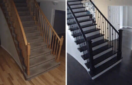 Before and after stairs and railings