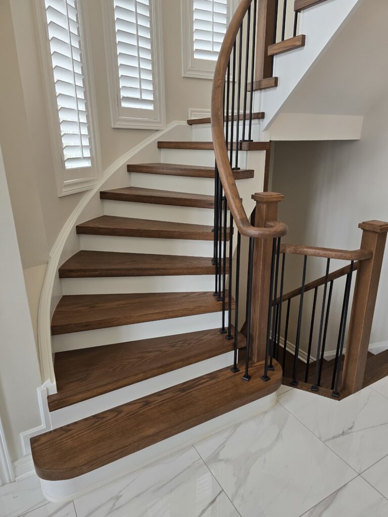 Interior staircase featuring stylish LED lighting creating a safe and visually appealing environment