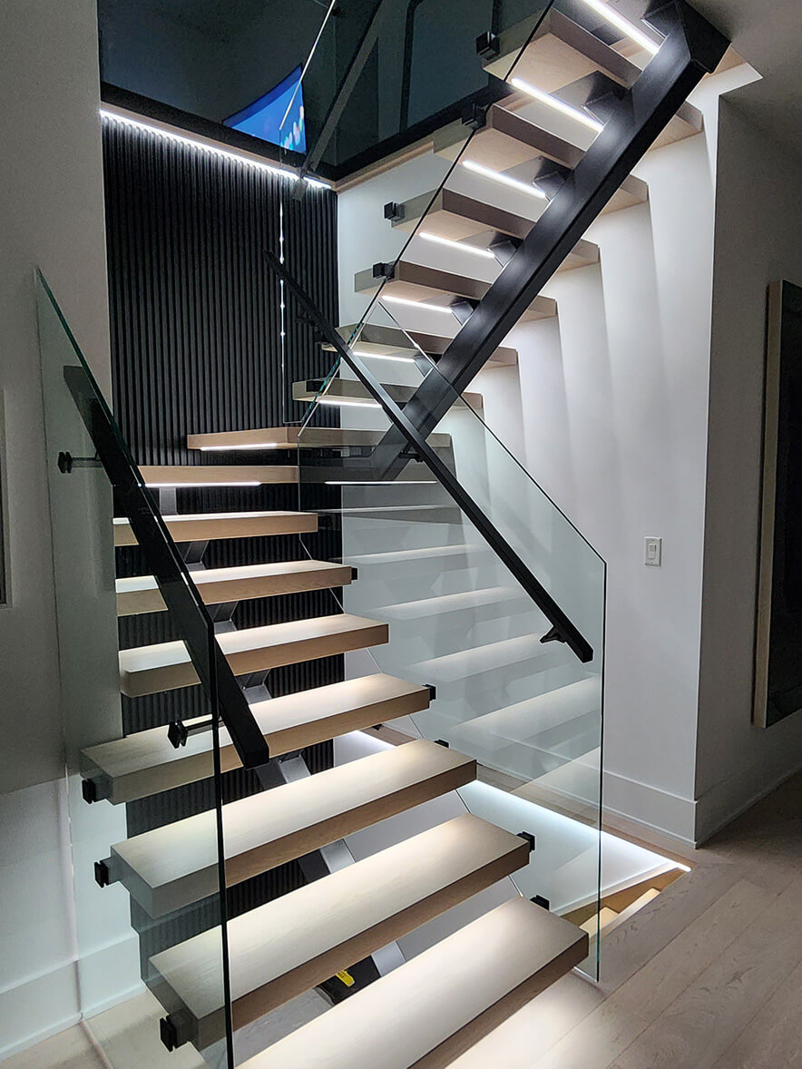 custom stairs with led lit steps