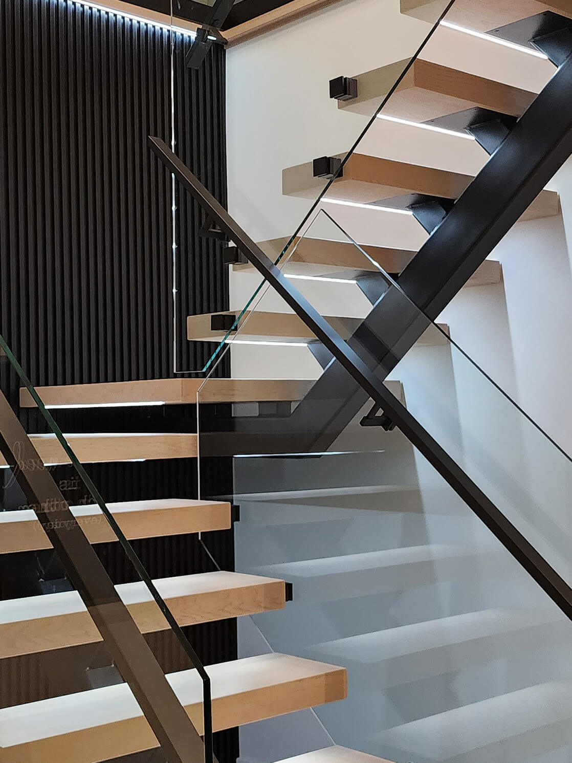 modern stairs with railings